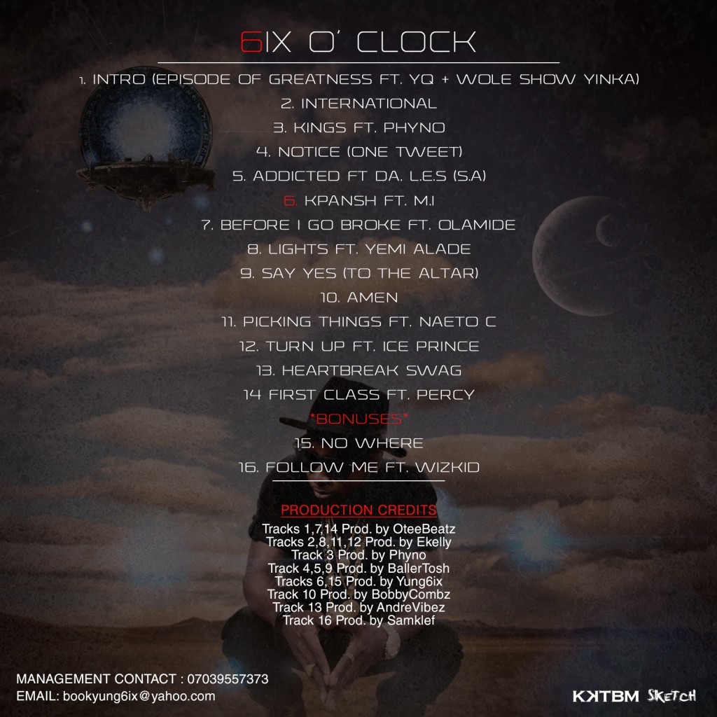 Yung6ix - 6ix O' Clock Album Art [BACK]