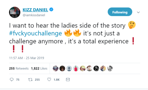 Kizz Daniel Urges Female Singers To Join The “Fvck You” Challenge