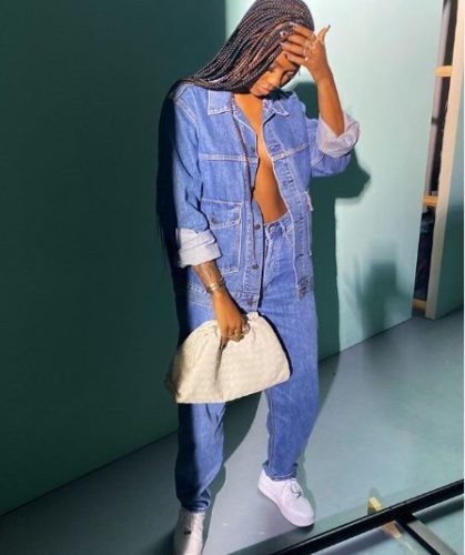 Tiwa Savage Steps Out Exposing Her B**bs In Hot Denim Outfit