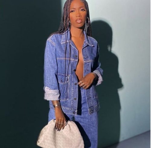Tiwa Savage Steps Out Exposing Her B**bs In Hot Denim Outfit