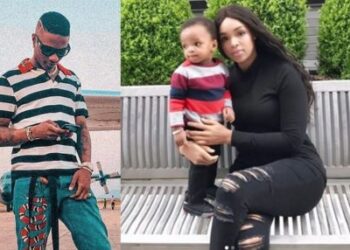 Wizkid pictured alongside his Binta Diallo and son