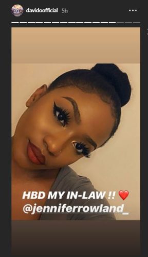 Davido Sends Special Shout Out To Chioma’s Sister, Jennifer On Her Birthday