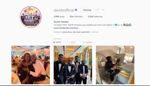 Davido Breaks Record, To Become First African Artiste To Hit 15 Million Followers On Instagram