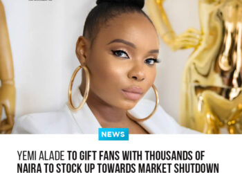 yemi alade to gift fans with thousands of naira to stock up towards market shutdown