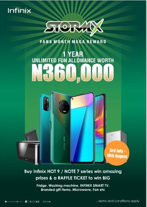 Infinix Sets New Trend; Rewards Four Lucky Winners With 1 Year Entertainment Allowance In The StormX Live Digital Raffle Draw. 3 width=299