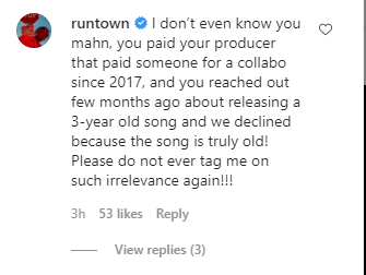 “I don’t Know You… Don’t Ever Tag Me To Nonsense”- Runtown Comes For Willie XO 1