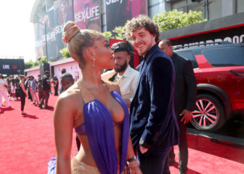 LOS ANGELES, CALIFORNIA - JUNE 27: (L-R) Saweetie and Jack Harlow attend the BET Awards 2021 at Microsoft Theater on June 27, 2021 in Los Angeles, California. (Photo by Johnny Nunez/Getty Images for BET)