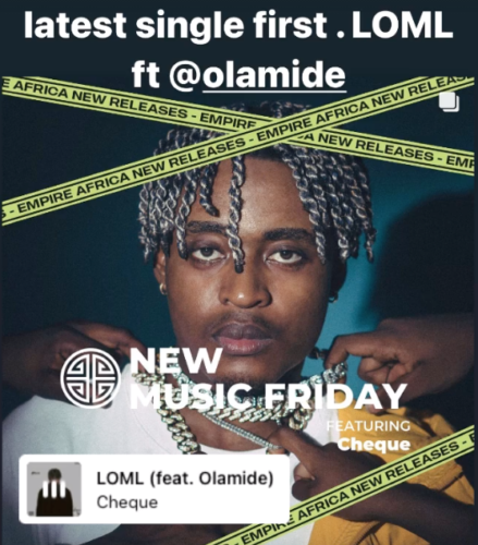 [Lyric] Cheque x Olamide – “LOML LYRICS”