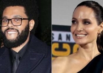 angelina jolie the weeknd twin in black as they head out for dinner together sparking dating rumours again 001