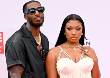 LOS ANGELES, CALIFORNIA - JUNE 27: (L-R) Pardison â€œPardiâ€ Fontaine and Megan Thee Stallion attend the BET Awards 2021 at Microsoft Theater on June 27, 2021 in Los Angeles, California. (Photo by Paras Griffin/Getty Images for BET)