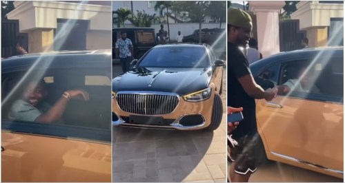 Watch Moment Davido Visited P-Square Mansion in His New Maybach (Video)
