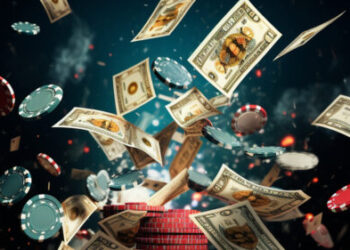 Bank notes floating in the air