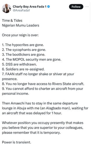 Charly Boy Mocks Rotimi Amaechi for Waiting at Airport for Flight - "Mumu Leaders" 3 IMG 8554