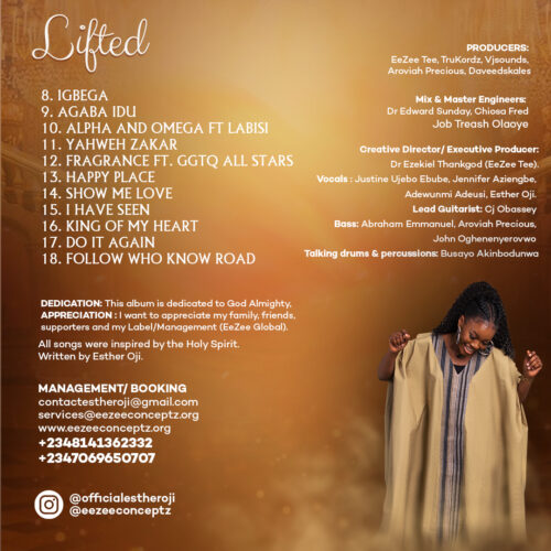 Eezee Conceptz Global Presents Esther Oji’s Powerful New Album “Lifted”: A Journey of Faith and Worship 2 Lifted Album Cover Art back