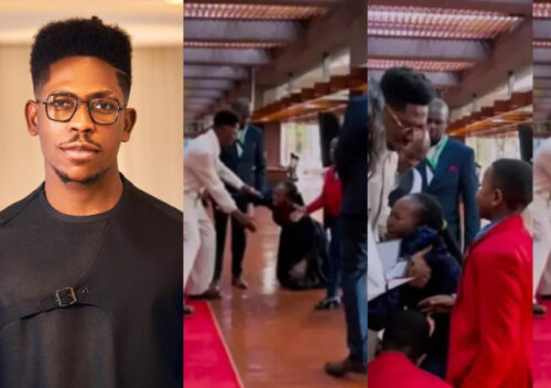 Tearful Woman Kneels Before Moses Bliss in Kenya Amidst Emotional Moment 1 Moses Bliss in Kenya