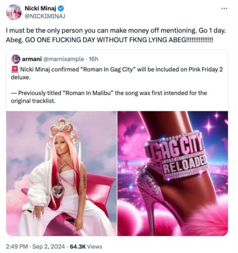 Nicki Minaj tweets in Pidgin Nicki Minaj tweets in Pidgin