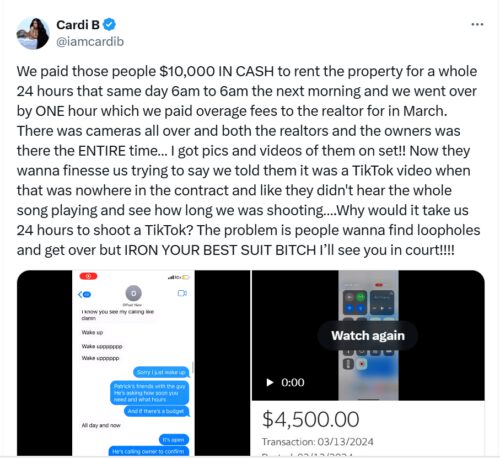 Cardi B and Offset Sued for Nonpayment Over Mansion Featured in 'Like What' Video 2 Cardi B and offset