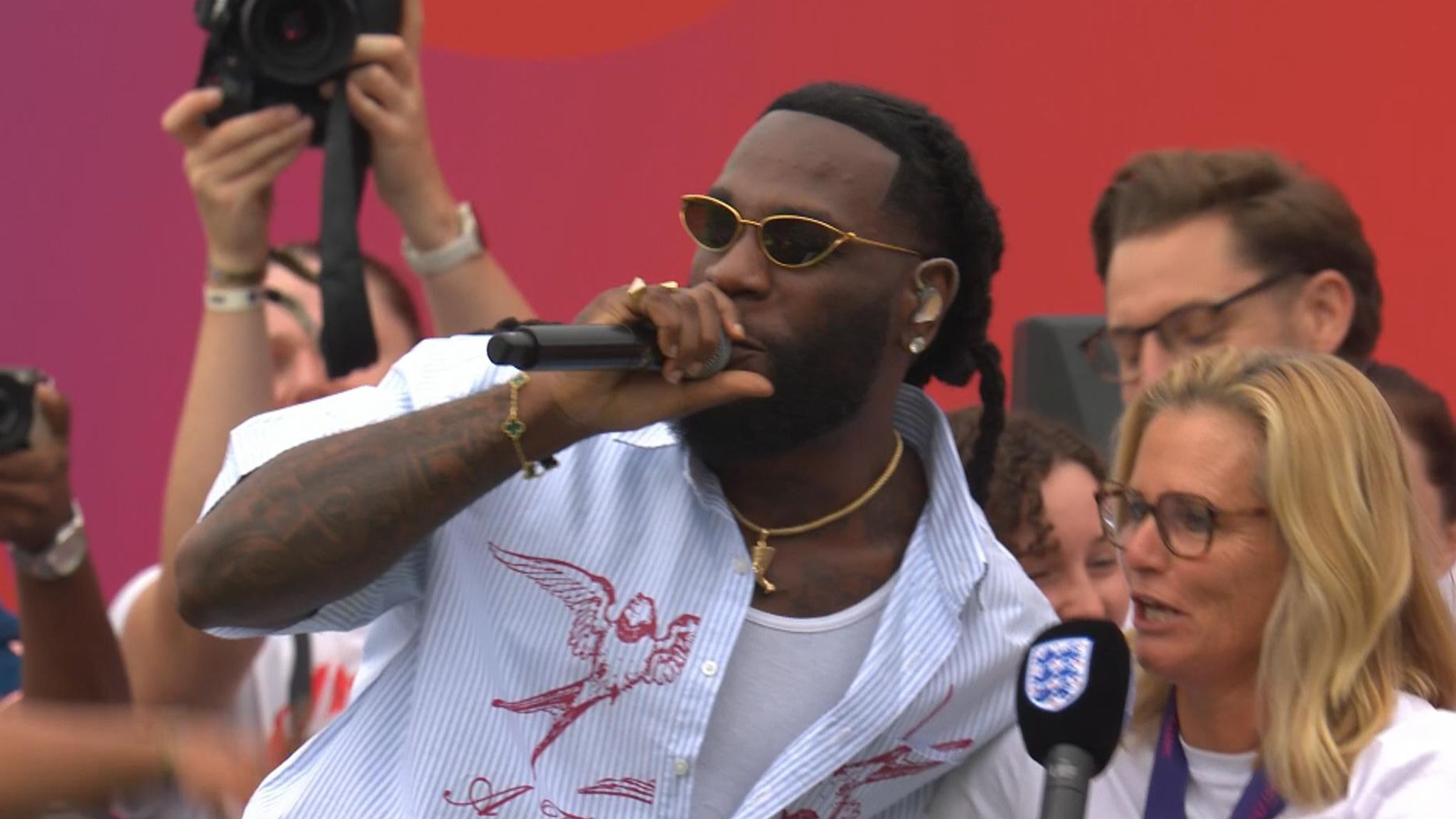 Sarina Wiegman Reacts in Pure Joy as Burna Boy Performs at Lionesses’ Celebration 1 Burna Boy at Lionesses’ Celebration