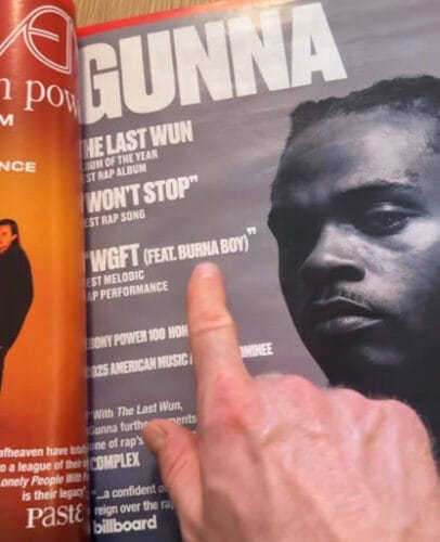Gunna Submits Wgft ft. Burna Boy for Best Melodic Rap Performance at the 2026 GRAMMYs 2 Gunna - Wgft Best Melodic Rap Performance 2026 GRAMMYs