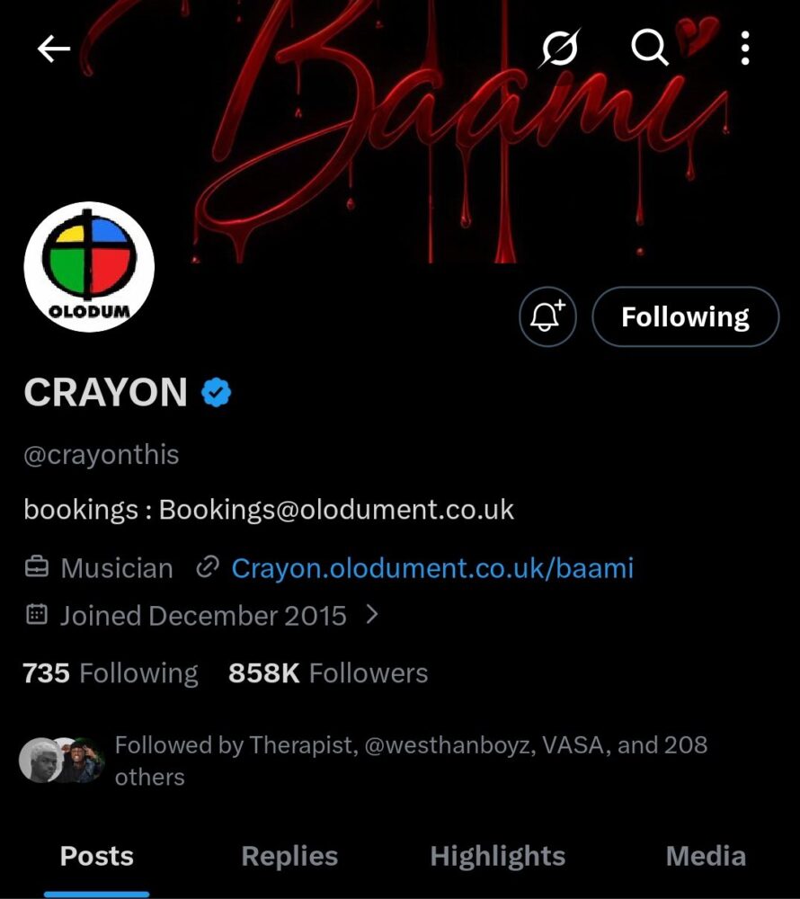 Crayon Releases Baami Under New Imprint Amid Mavin Records Exit Reports 2 Crayon Twitter Bio - Olodum Ent