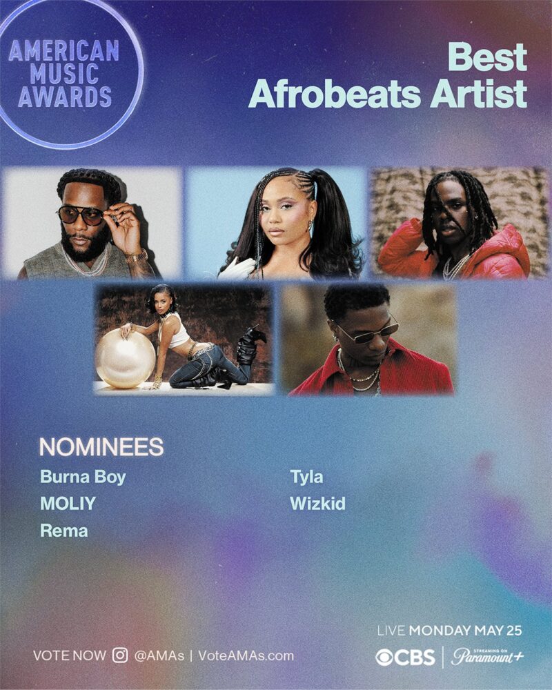 Burna Boy, Wizkid, Rema, Tyla & MOLIY Nominated at American Music Awards