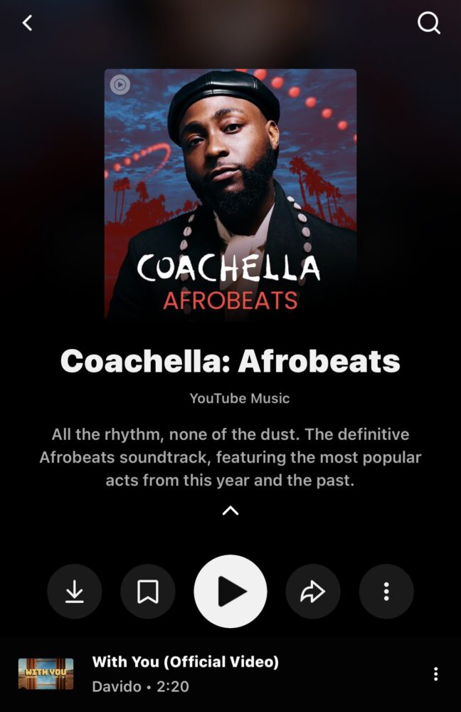 Davido Covers YouTube Music’s “Coachella: Afrobeats” Playlist