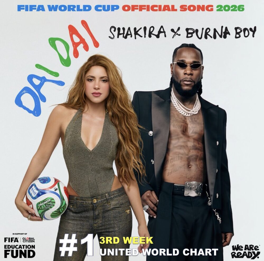Shakira & Burna Boy's Dai Dai Remains the World's No. 1 Song for a Third Straight Week 1 Dai Dai Remains the World's No. 1 Song for a Third Straight Week